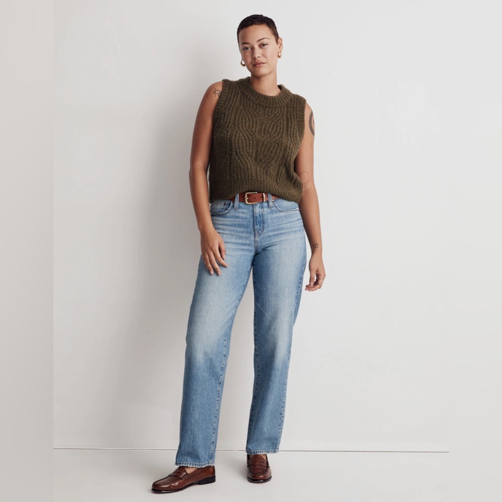Madewell Pointelle Knowe Sweater Vest in Heather Basil NWT - Picture 3 of 6